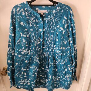Woman Within Long Sleeved Pintucked Button Down Top - Sz L 18/20